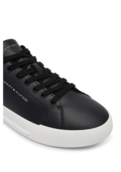 Tommy Hilfiger Court Core Leather Mix Collar Shoes Black Men TOMMY HILFIGER | Sneakers | FM0FM05970-BDS